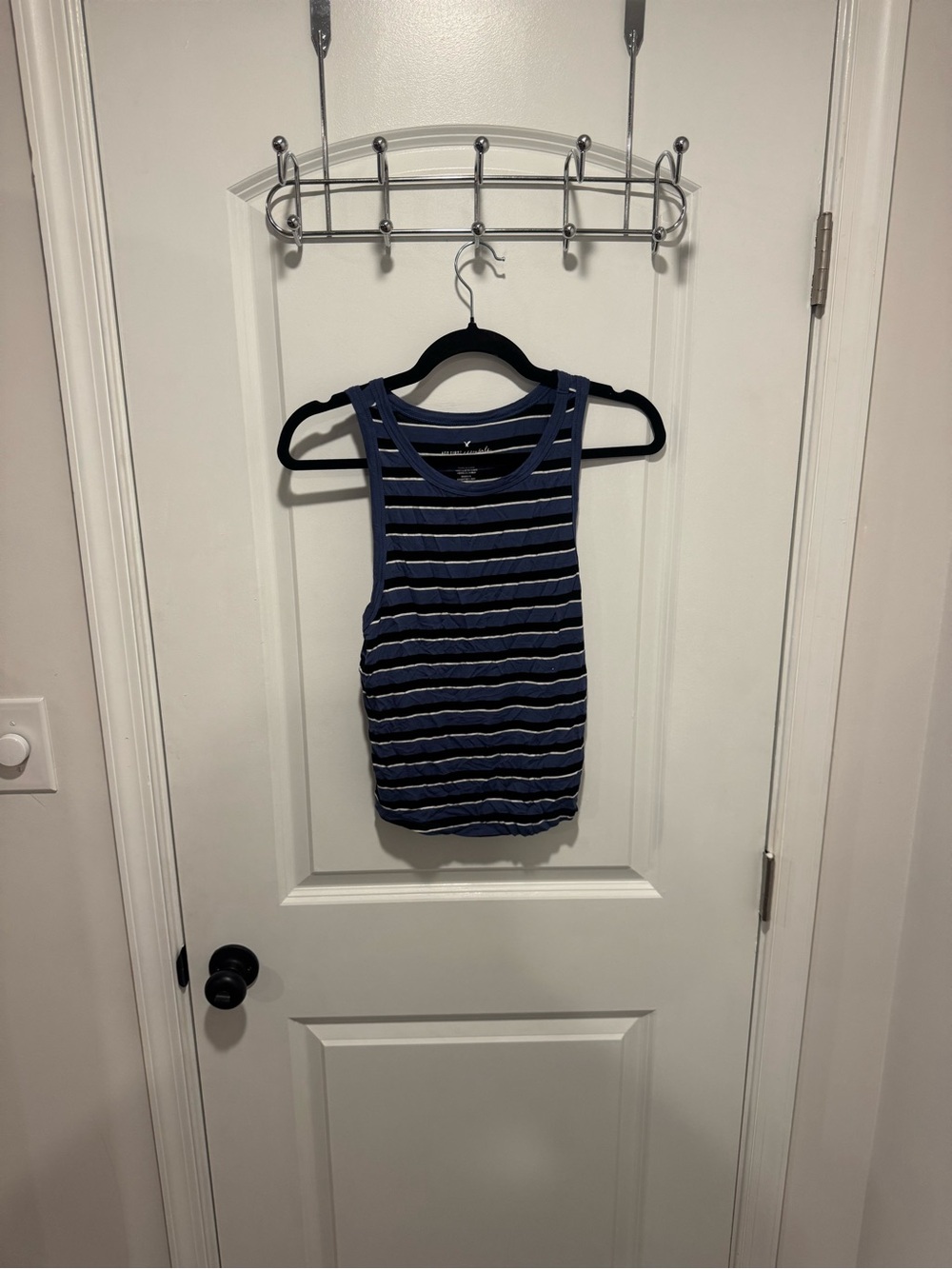 American Eagle Outfitters Navy and White Striped Tank Top